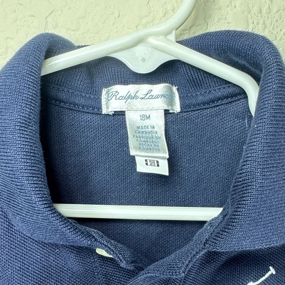 Ralph Lauren Navy Kids Polo with White‎ Pony and Sleeve Number